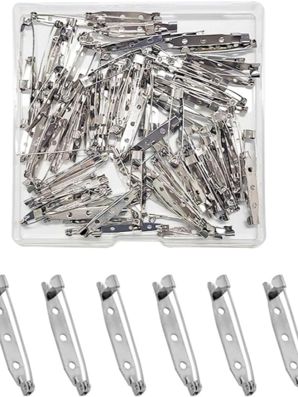 100 Pcs Locking Pins Backs Safety Clasp Brooch,Silver Brooch Clasp Pin